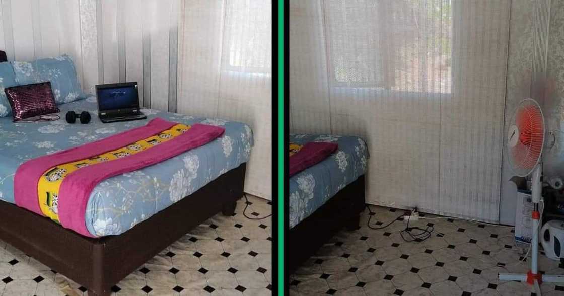 In the inside of the man's house. In the inside of the man's house.