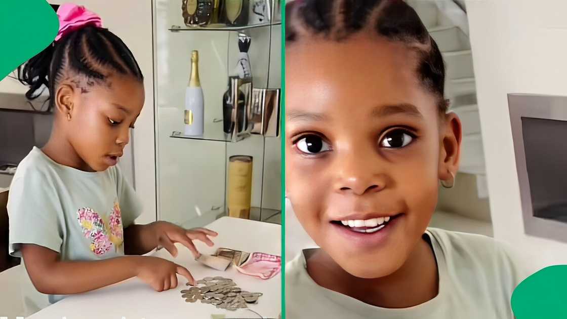 A TikTok video shows a little girl unveiling her money from her piggy bank.