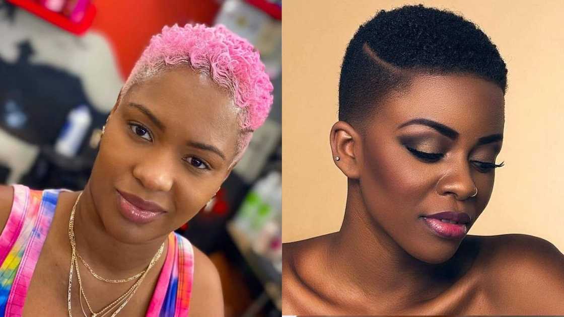 Pink and black natural hairstyle