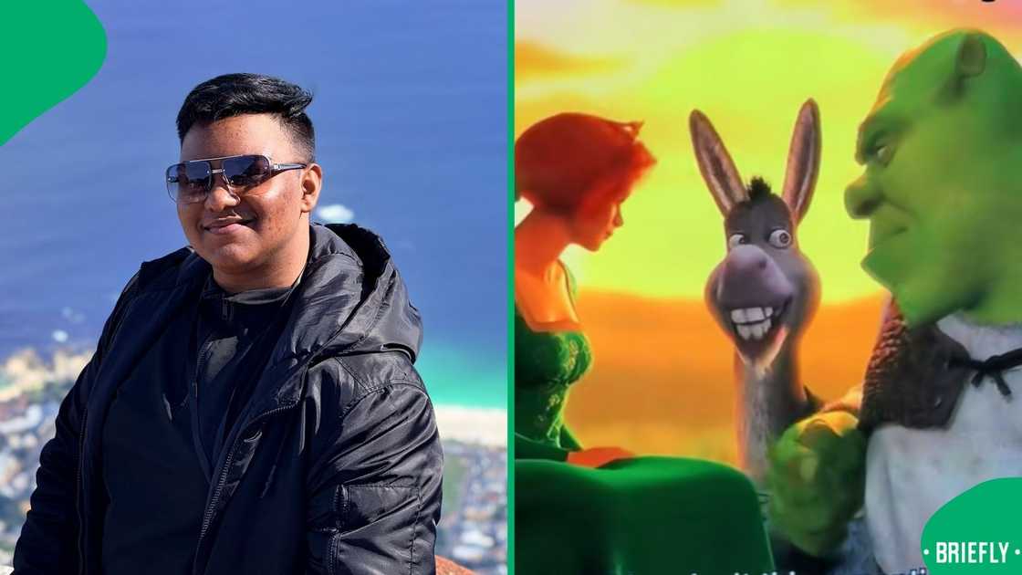 The hilarious scene also featured Donkey, who disturbed Shrek and Fiona's cosy moment