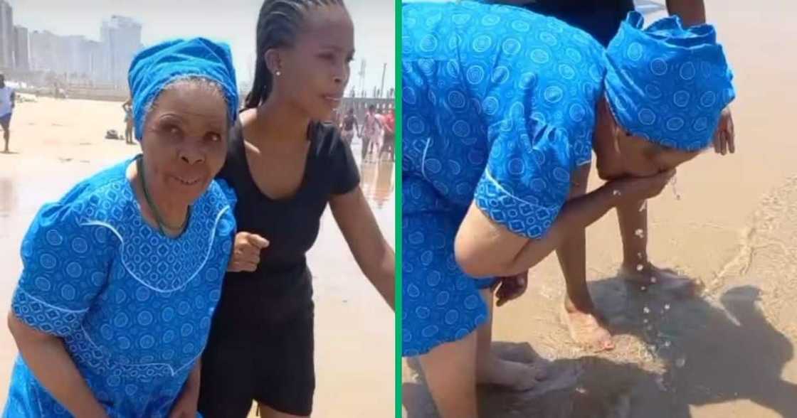 Gogo at the Durban beach Gogo at the Durban beach