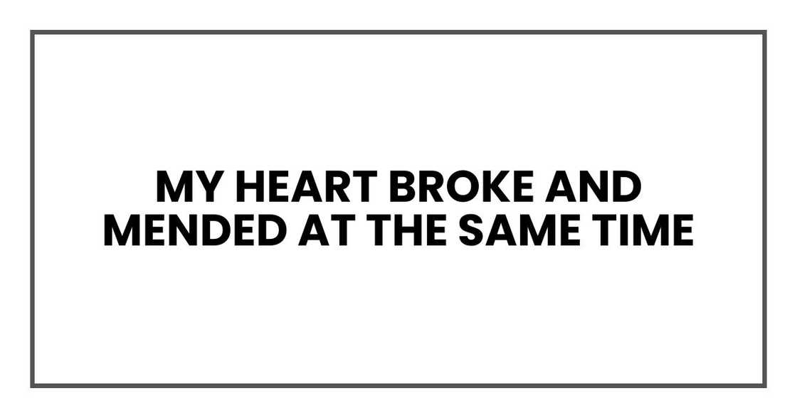 My heart broke and mended at the same time