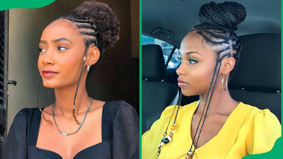 Fulani braids with a high bun