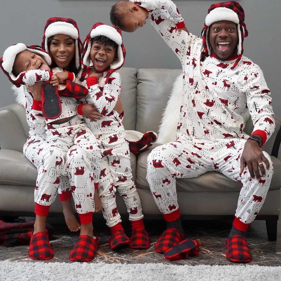 Red-bear paw themed matching pyjamas Red-bear paw themed matching pyjamas