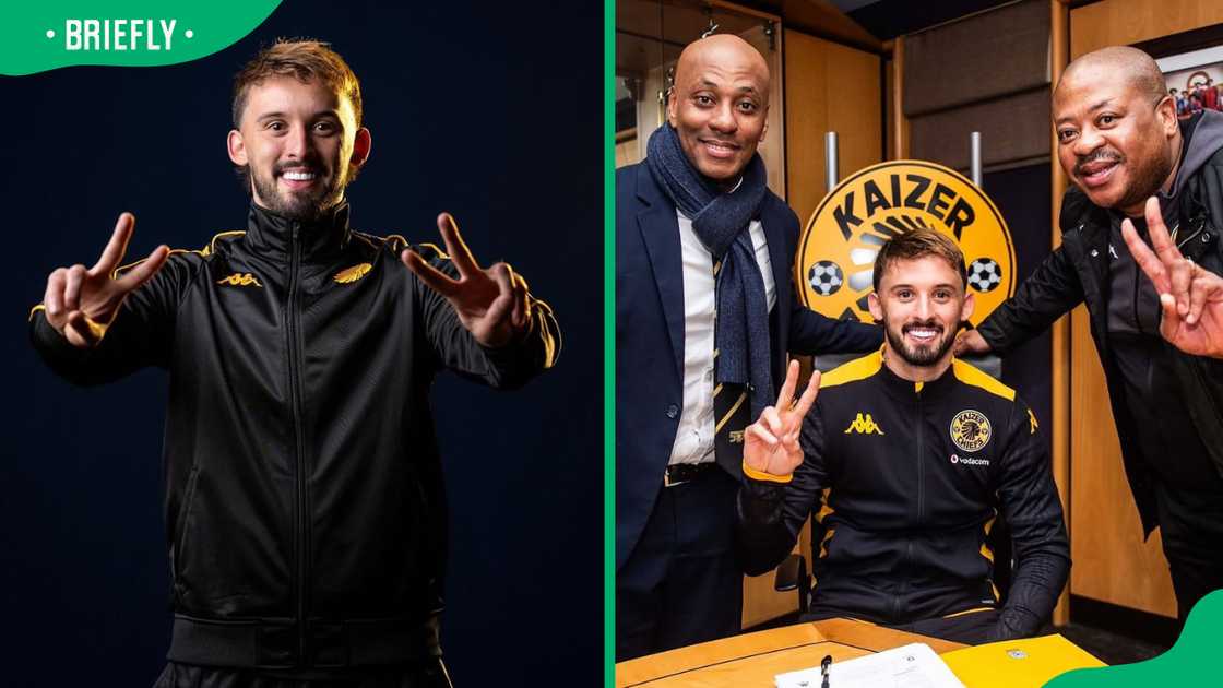 Ethan Chislett with Kaizer Chiefs officials