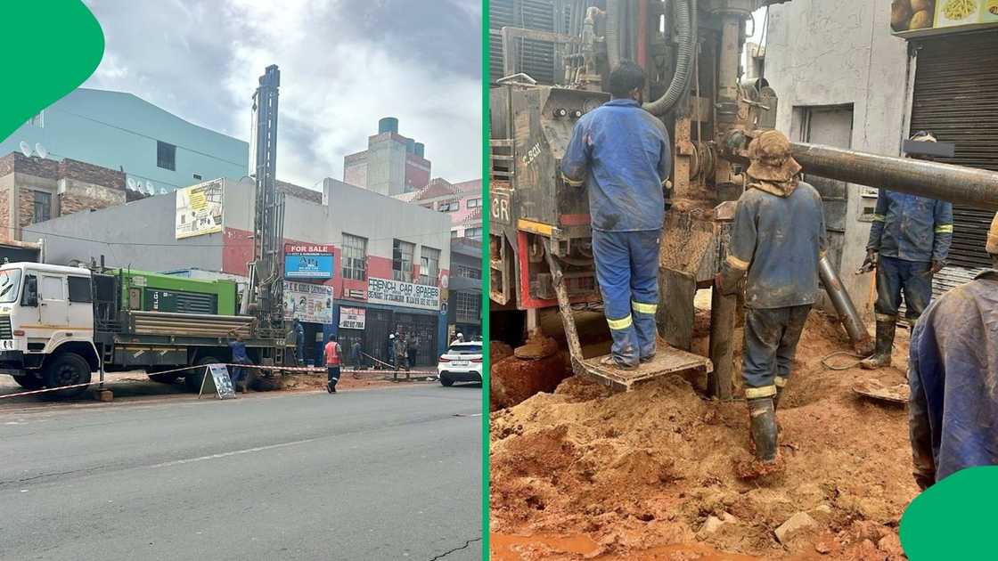 Five men were arrested for drilling boreholes in the Johannesburg CBD. Five men were arrested for drilling boreholes in the Johannesburg CBD.