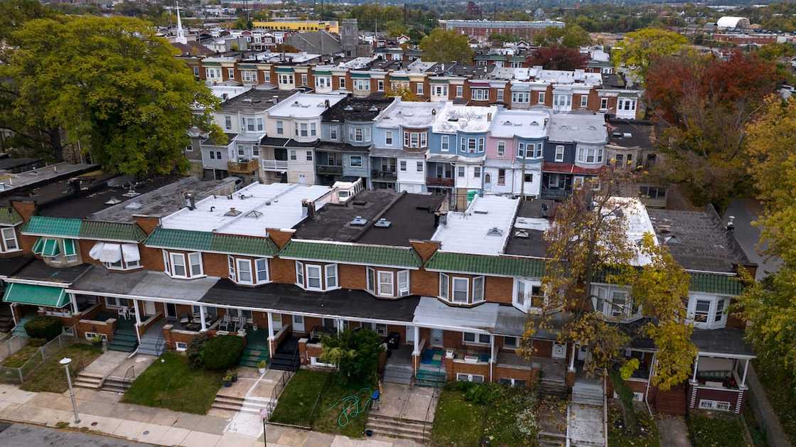 An aerial view of part of Baltimore, United States of America