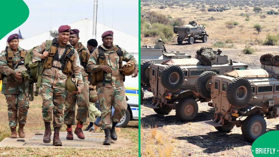 Members and vehicles of the South African National Defence Force