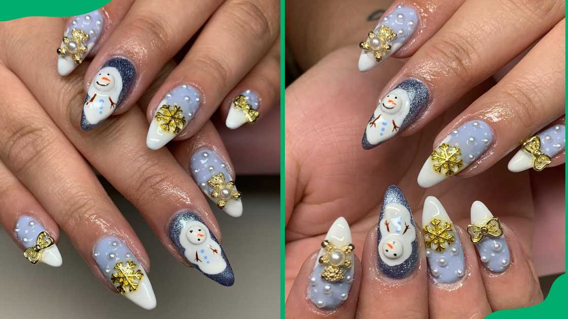 Snowman acrylic nail design