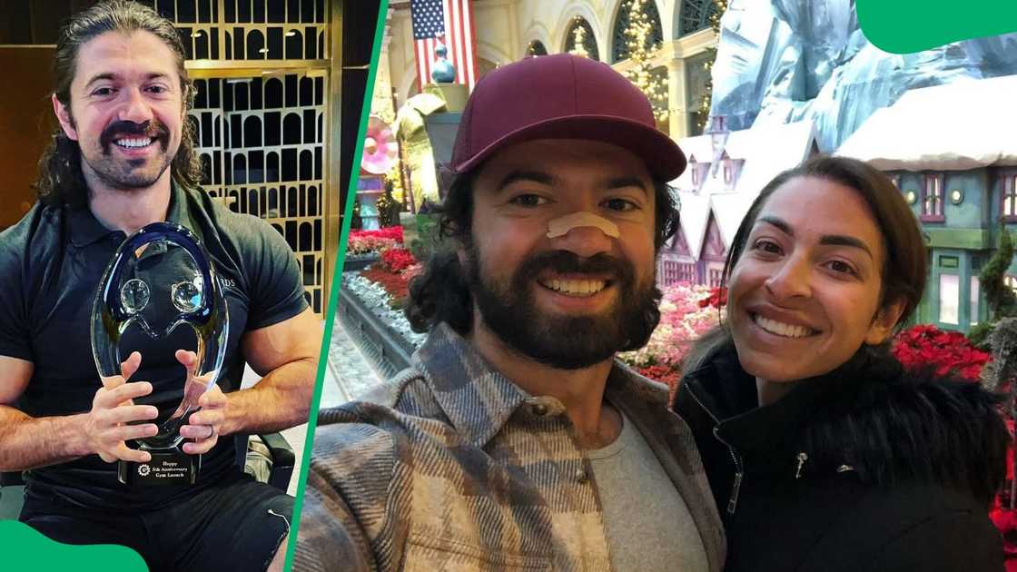 Hormozi displaying his Gym Launch award (L). The YouTuber and his wife, Leila, enjoying some outdoor activities (R) Hormozi displaying his Gym Launch award (L). The YouTuber and his wife, Leila, enjoying some outdoor activities (R)