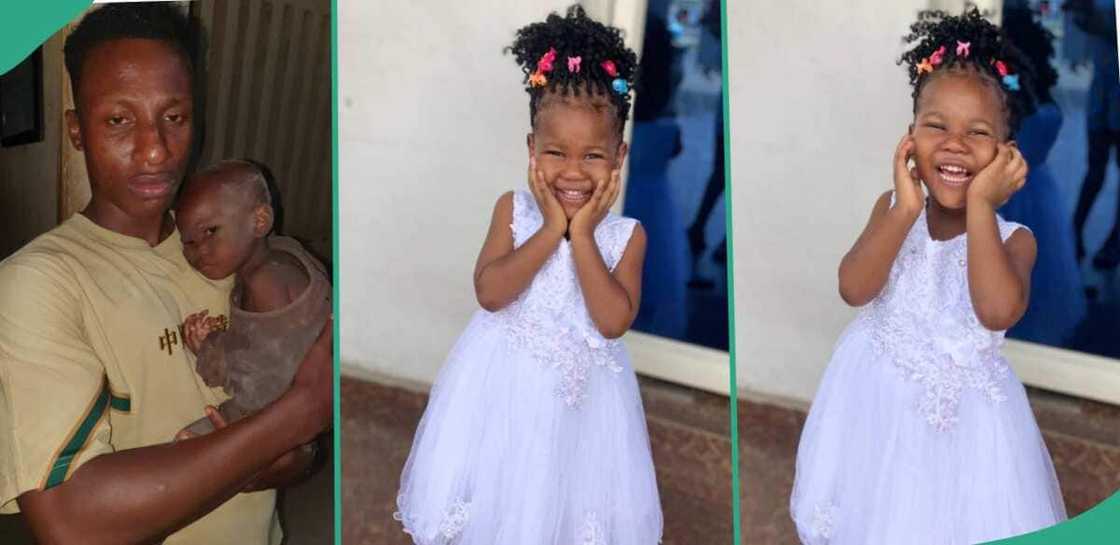 Man shares glowing transformation of a baby he picked by the roadside. Man shares glowing transformation of a baby he picked by the roadside.