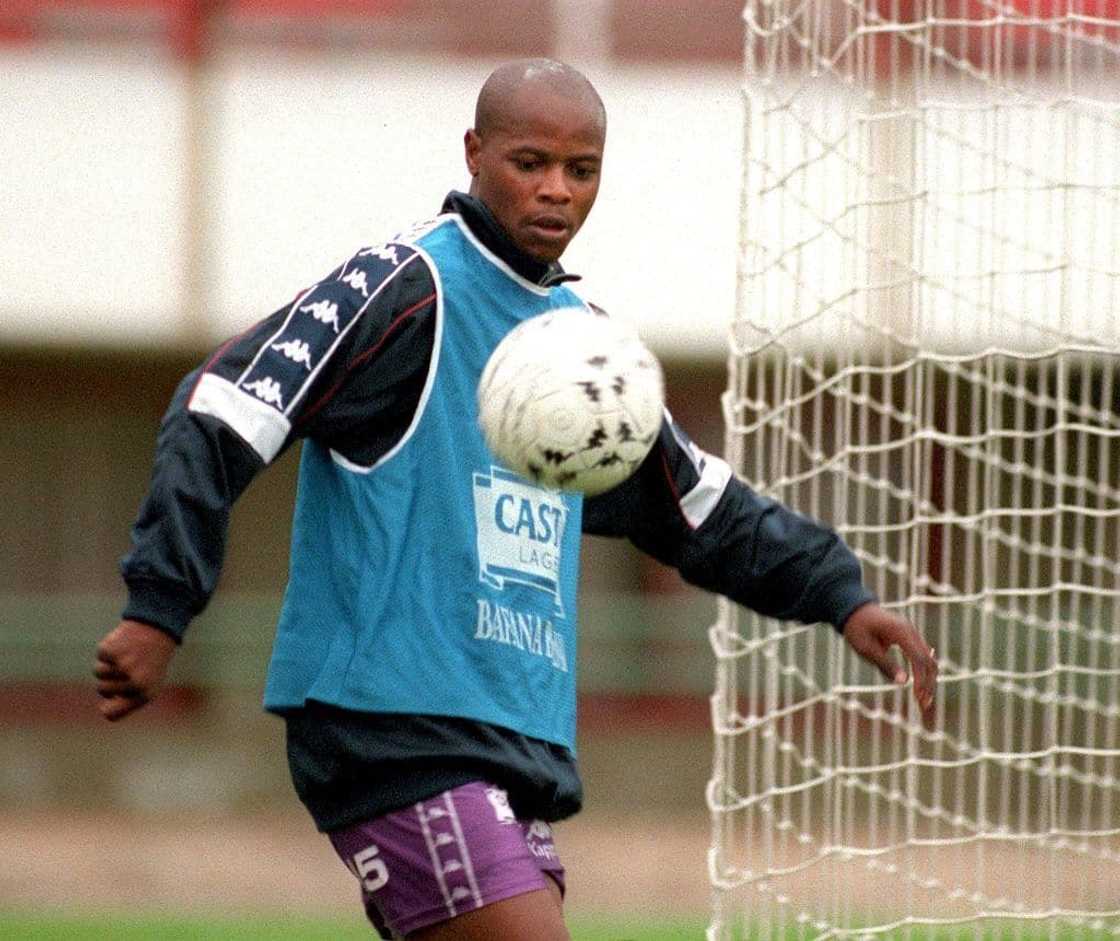 Bafana Bafana forward Philemon 'Chippa' Masinga practising in Buenos Aires ahead of Agerntina friendly during France 98 World Cup.