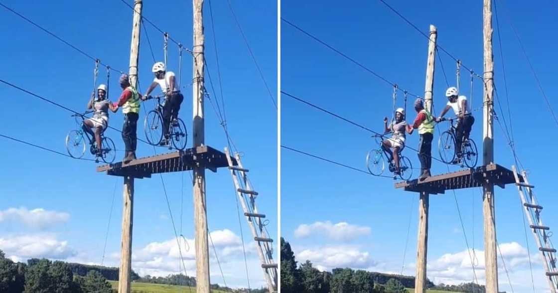 Video of couple sky cycling on a zip line at Burudani Adventure Park