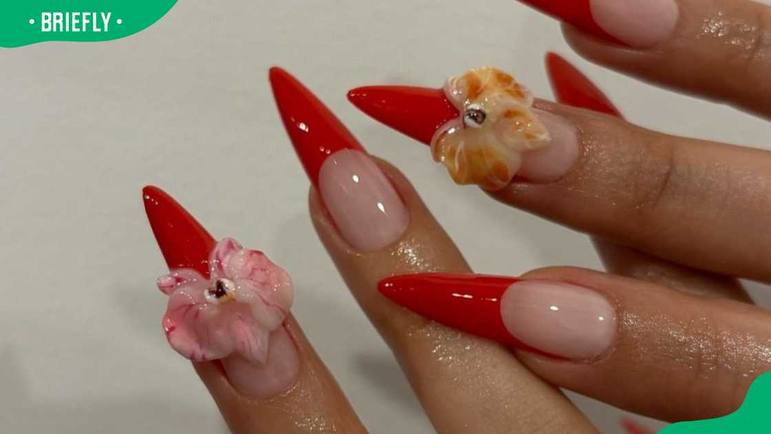 Red Frenchie nail design