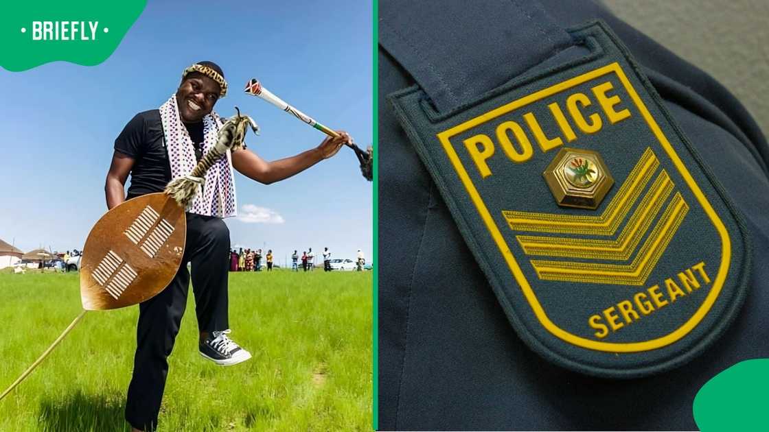 Ngizwe Nchunu posed with members of the South African Police Service Ngizwe Nchunu posed with members of the South African Police Service