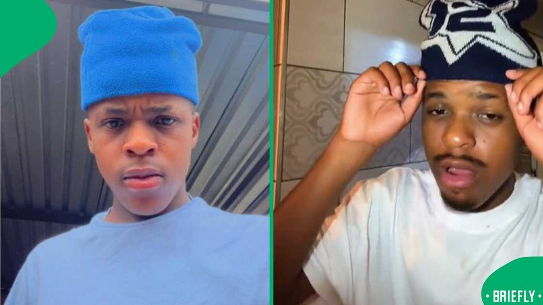 The image on the right showed a young man wearing a black and white hat