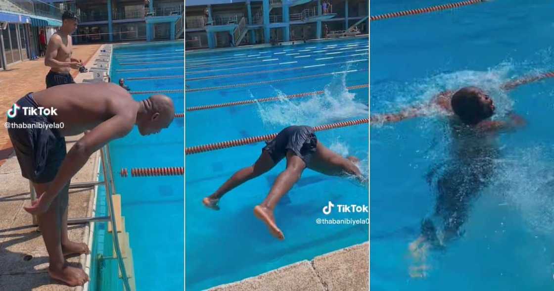 Man tries to swim Man tries to swim