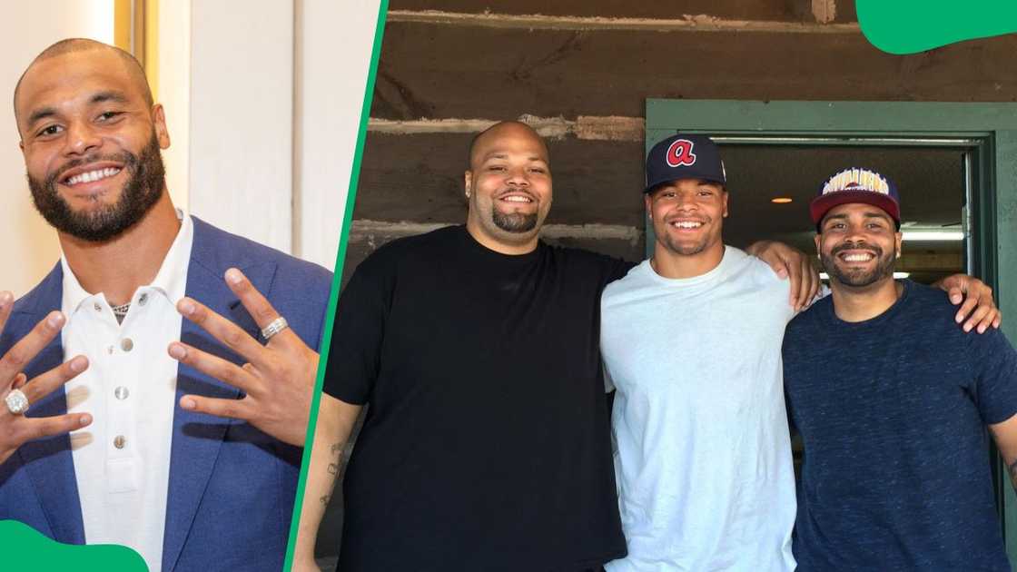 Dak Prescott during a 2024 in-store event at David Yurman (L). The sportsman with his brothers, Jace and Tad (R) Dak Prescott during a 2024 in-store event at David Yurman (L). The sportsman with his brothers, Jace and Tad (R)