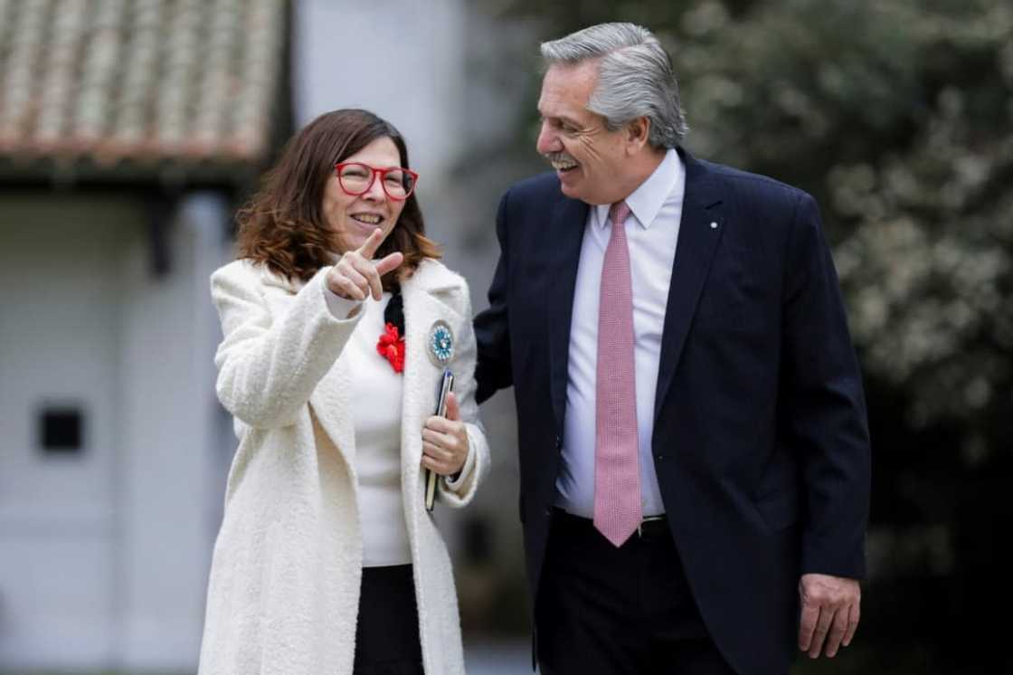 Argentina's new economy minister Silvina Batakis (left) alongside President Alberto Fernández in Buenos Aires on July 4, 2022