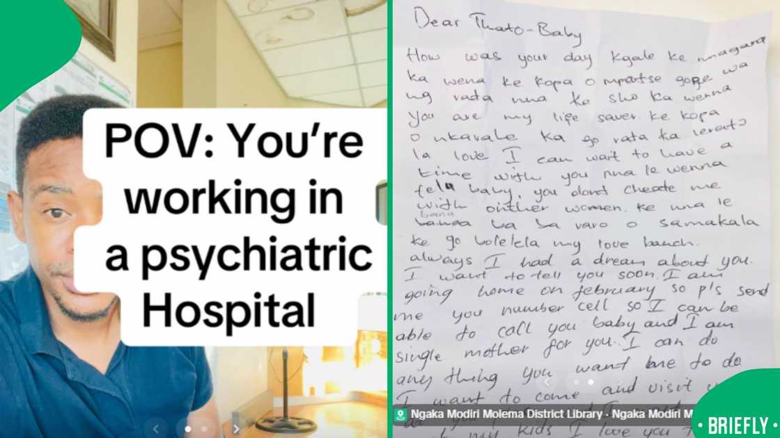 The screenshot on the right showed the love letter from the patient