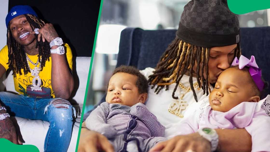 King Von posing for the camera (L). The late rapper showing his two kids some love (R) King Von posing for the camera (L). The late rapper showing his two kids some love (R)