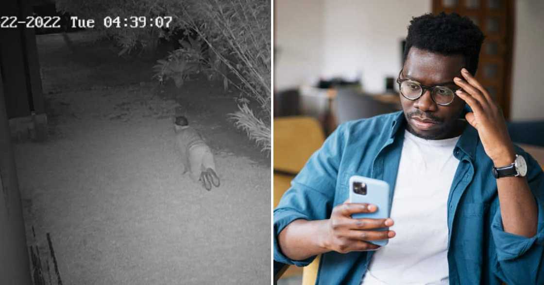 A thug was caught trying to break into someone's home. A thug was caught trying to break into someone's home.