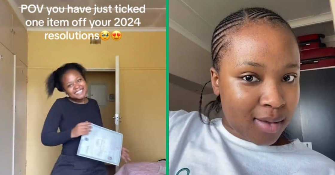 A young lady has celebrated passing her learner's license. A young lady has celebrated passing her learner's license.