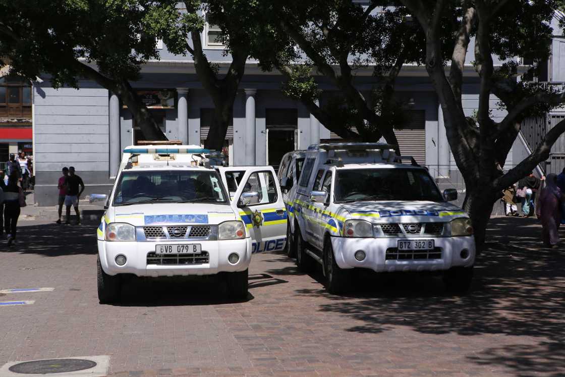 South African Police Service vans. South African Police Service vans.