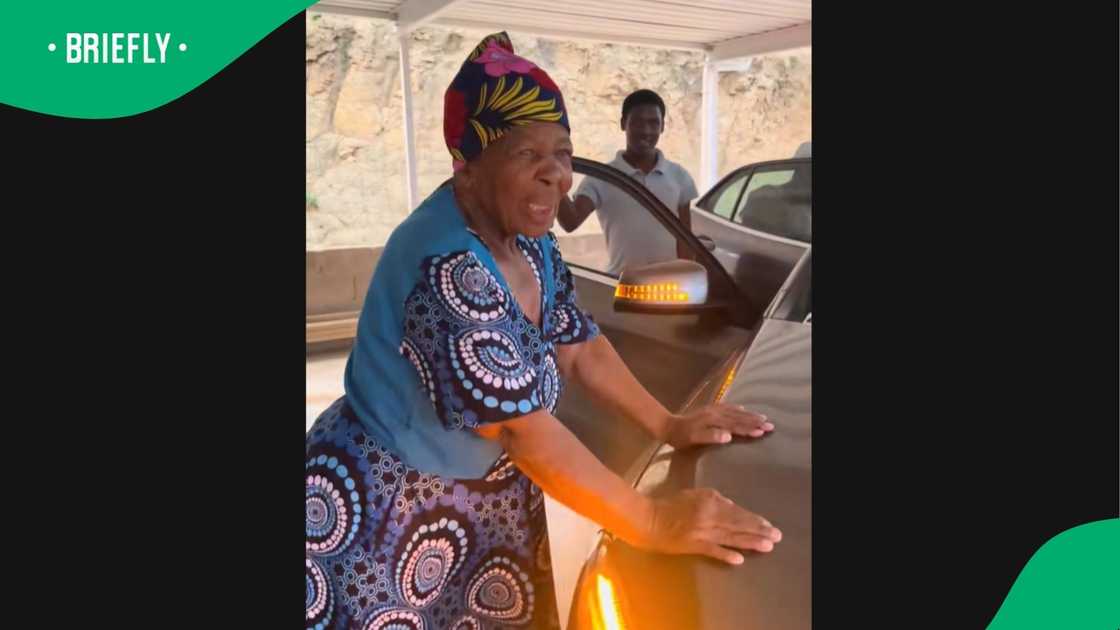 A young woman showed off her new wheels.