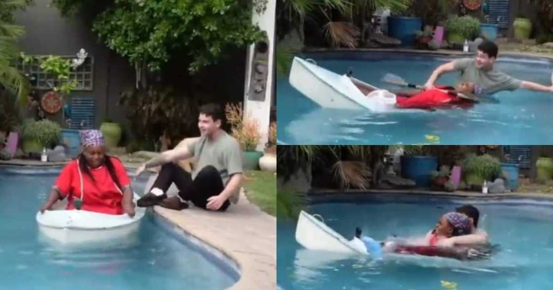 South African humour, Celine Dion, My Heart Will Go On, Titanic, canoe in pool, water vessel, hilarious video, trending news, TikTok South African humour, Celine Dion, My Heart Will Go On, Titanic, canoe in pool, water vessel, hilarious video, trending news, TikTok
