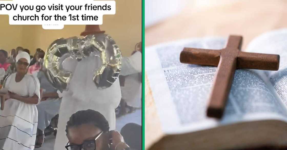 A TikTok user shared his first experience at his friend's church. A TikTok user shared his first experience at his friend's church.