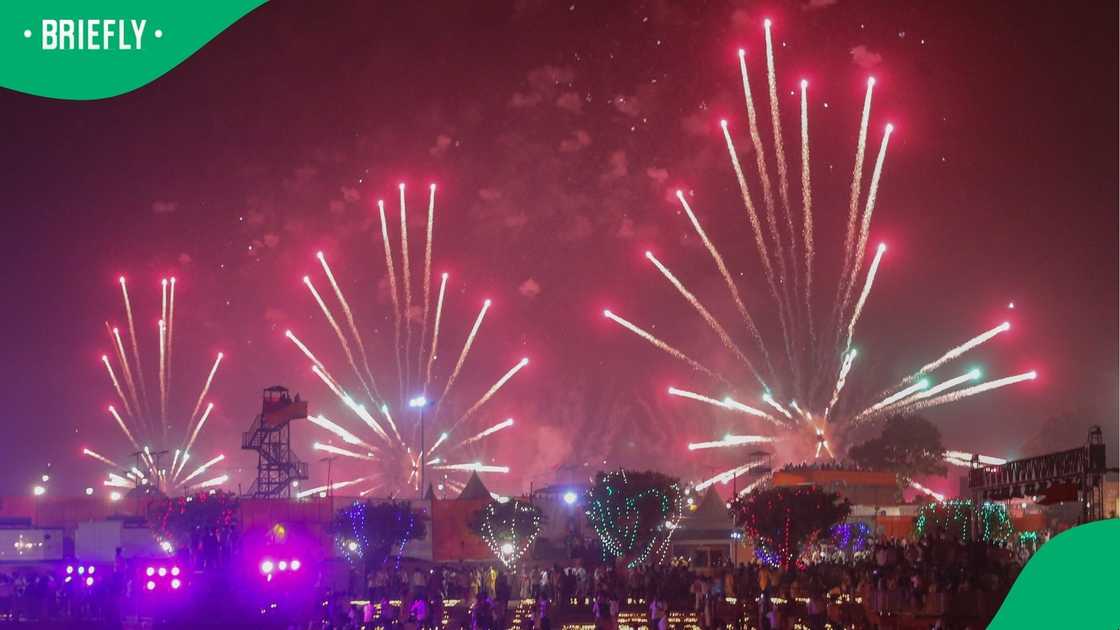 The Festival of Lights on the banks of the Saryu river on the eve of Diwali festival on 19 October 2025 in India The Festival of Lights on the banks of the Saryu river on the eve of Diwali festival on 19 October 2025 in India