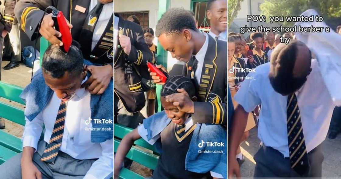 Benoni high school boys cutting their hair