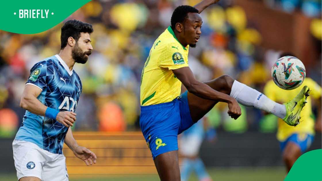 Peter Shalulile in action for Mamelodi Sundowns against Pyramids FC. Peter Shalulile in action for Mamelodi Sundowns against Pyramids FC.