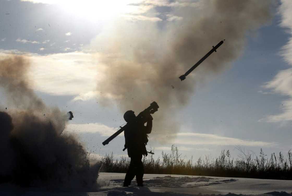 A Ukrainian soldier fires a surface-to-air missile during a military exercise in December 2014