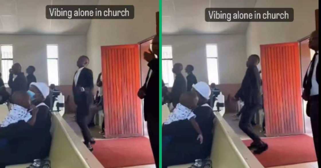 A man dances in church