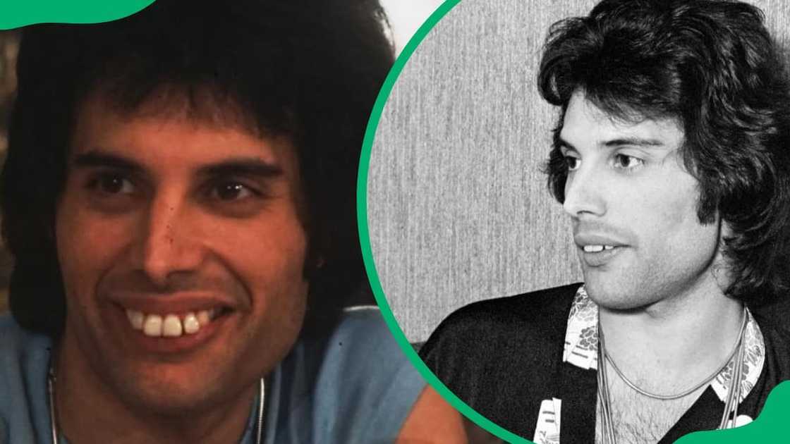 Freddie Mercury during a press conference for the launch of Queen's album, Jazz (L). The artist in Copenhagen, Denmark (R) Freddie Mercury during a press conference for the launch of Queen's album, Jazz (L). The artist in Copenhagen, Denmark (R)
