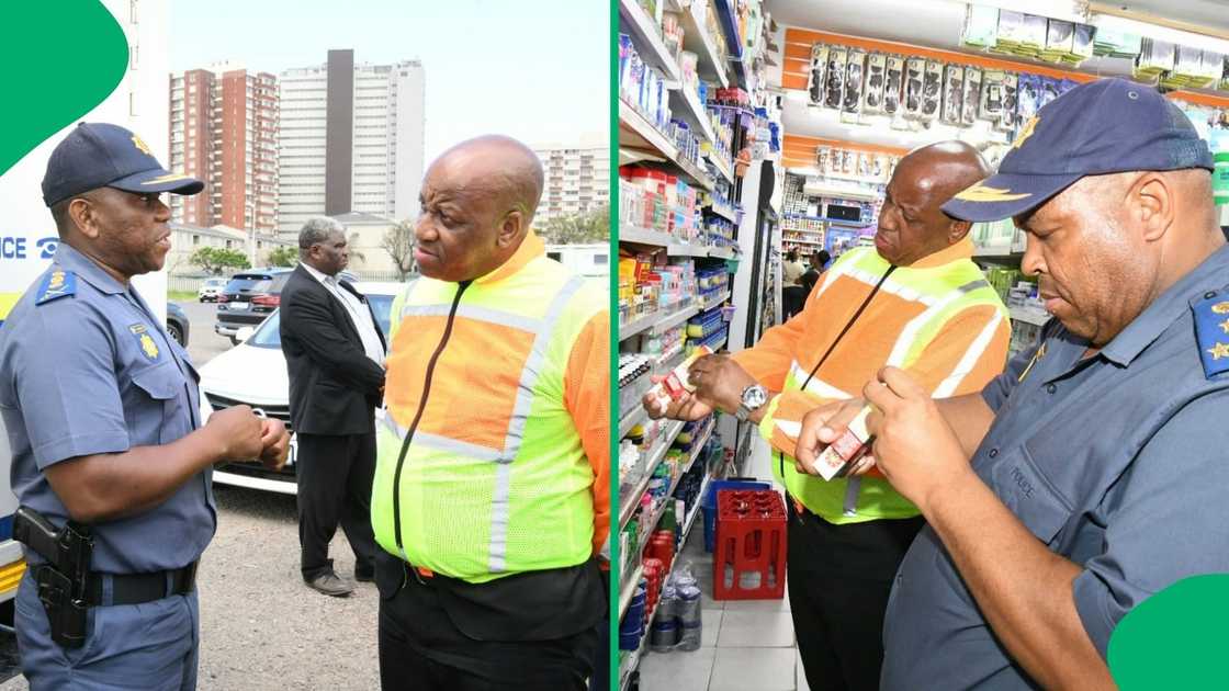 KwaZulu-Natal Premier Thamsanqa Ntuli conducting raids with police and speaking to Lt General Mkhwanazi. KwaZulu-Natal Premier Thamsanqa Ntuli conducting raids with police and speaking to Lt General Mkhwanazi.