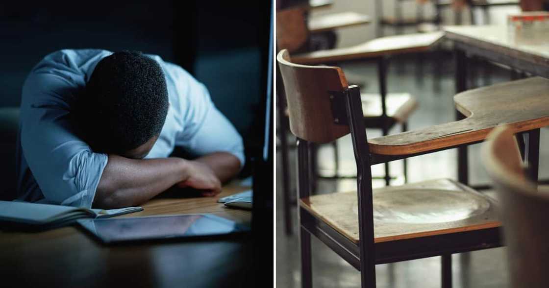 Young man repeating school Young man repeating school