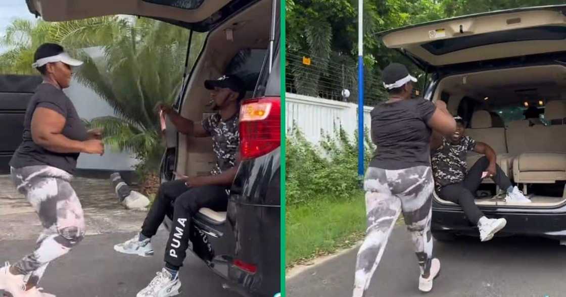 Personal trainer's session with a client Personal trainer's session with a client