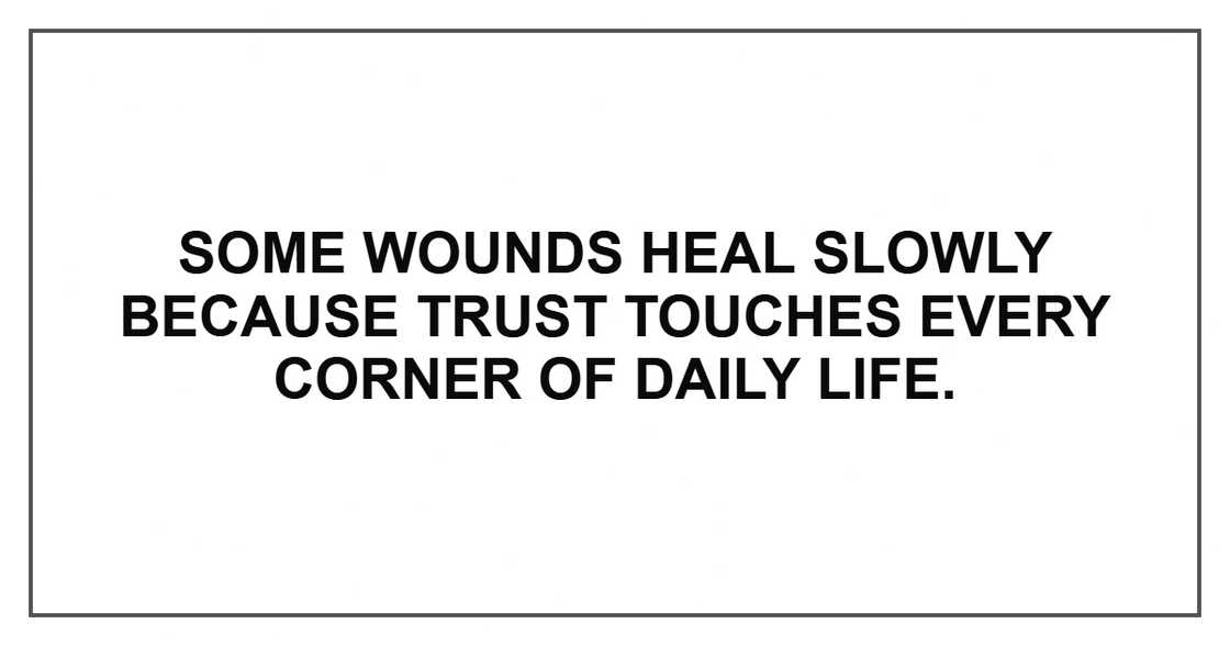 Some wounds heal slowly because trust touches every corner of daily life. Some wounds heal slowly because trust touches every corner of daily life.