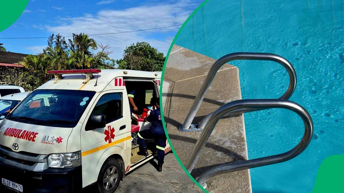 Paramedics tried in vain to save a youngster who was found floating in a pool. Paramedics tried in vain to save a youngster who was found floating in a pool.
