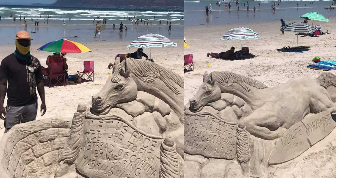 Man celebrates reopening of beaches with magnificent sand sculpture Man celebrates reopening of beaches with magnificent sand sculpture