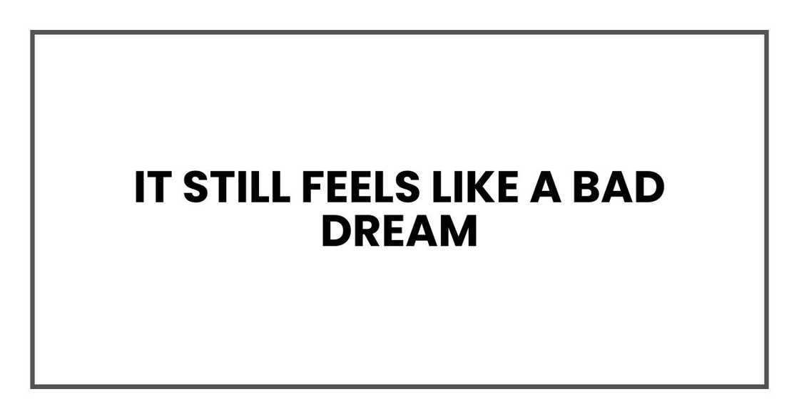 it still feels like a bad dream it still feels like a bad dream