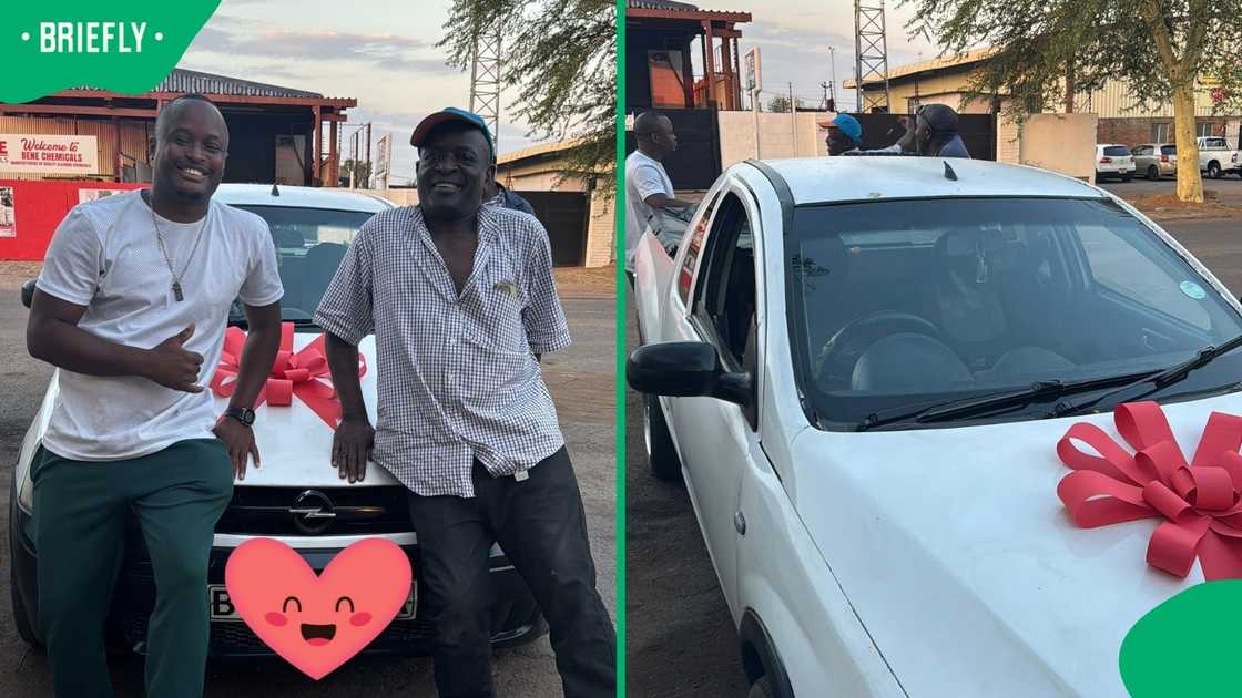 A man gifted his father a vehicle.
