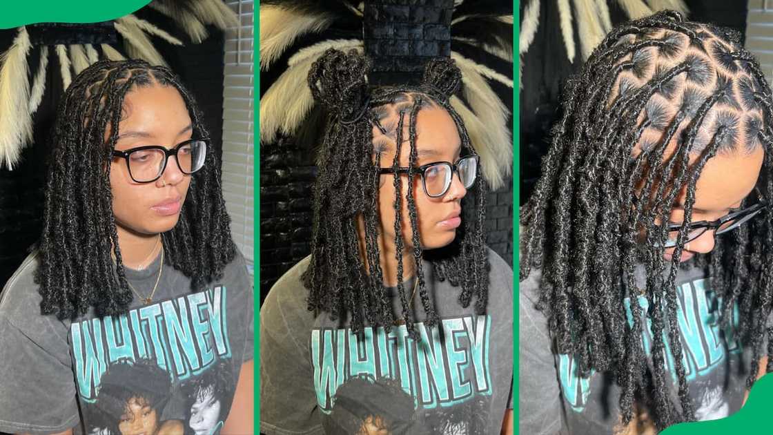 Short black butterfly locs