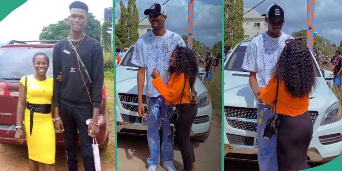 Short lady shows off her boyfriend. Short lady shows off her boyfriend.