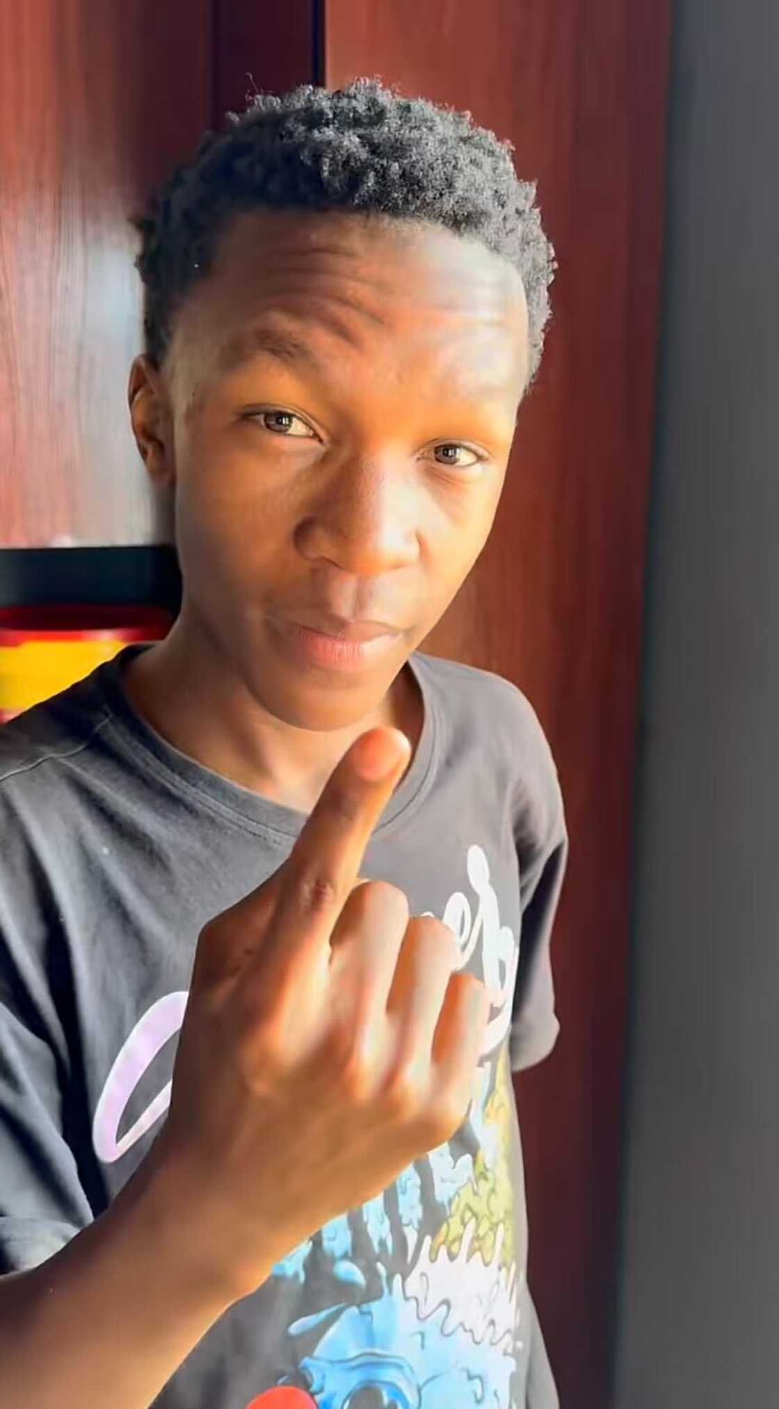 A young man appeared in a TikTok video while creating content. A young man appeared in a TikTok video while creating content.