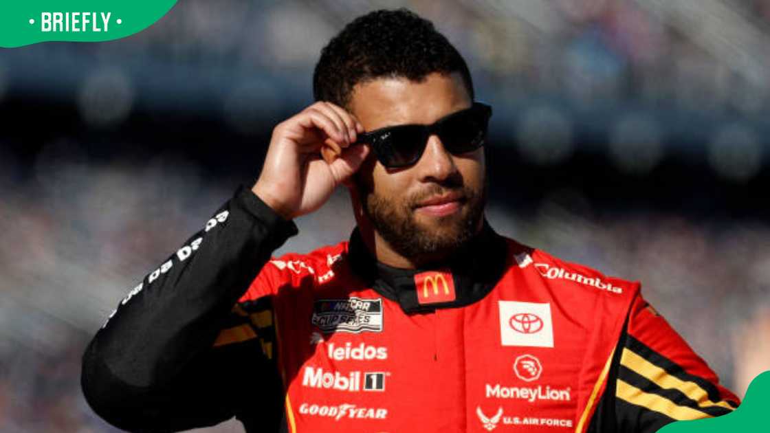Bubba Wallace onstage during driver intros Bubba Wallace onstage during driver intros