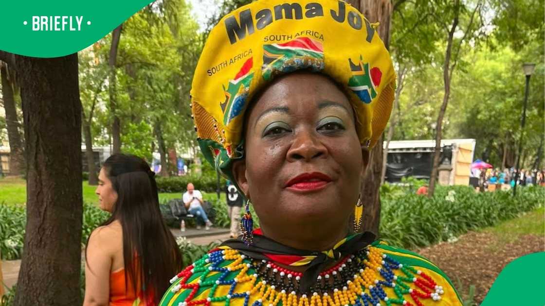 Mama Joy showed her full support for Bafana Bafana ahead of the Soccer World Cup in Mexico Mama Joy showed her full support for Bafana Bafana ahead of the Soccer World Cup in Mexico